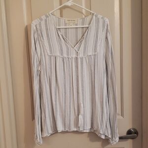 Cloth & Stone Light Blue and White Striped Blouse